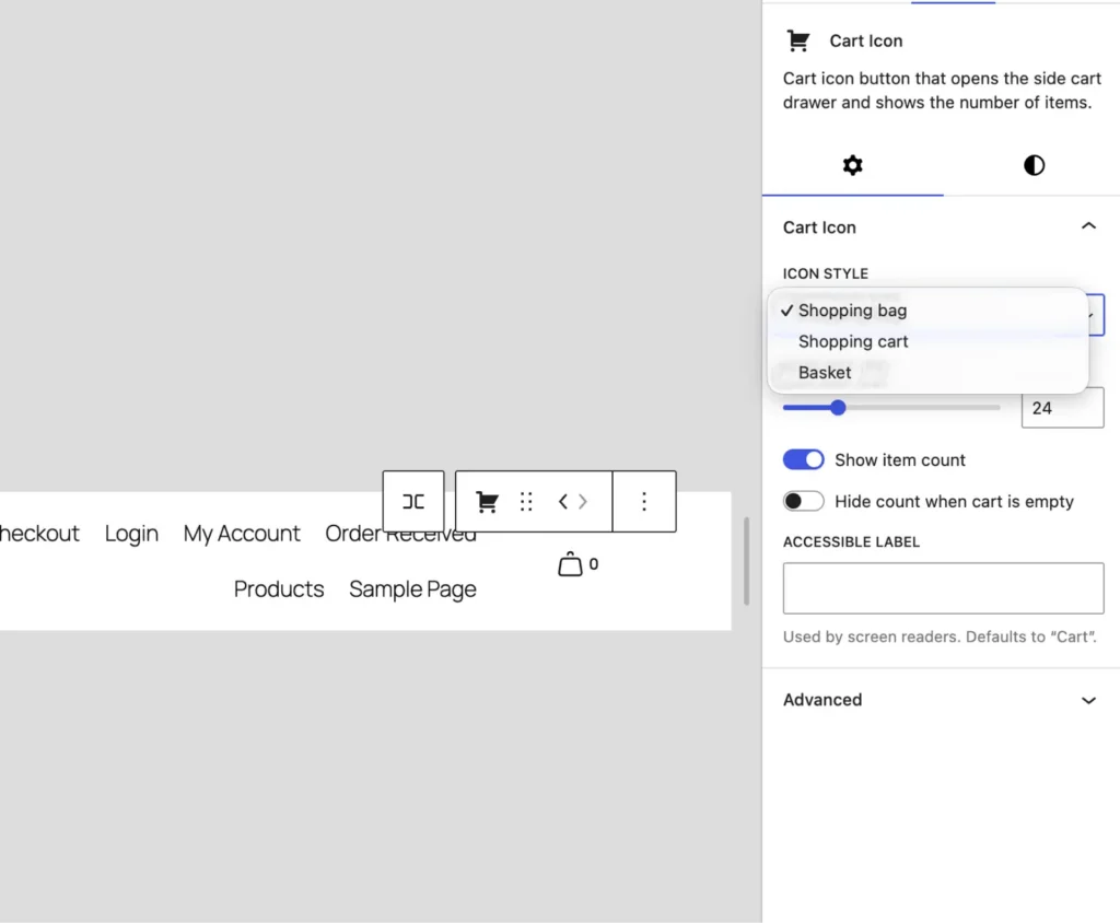 Avenia Digital Products - Cart Icon Block