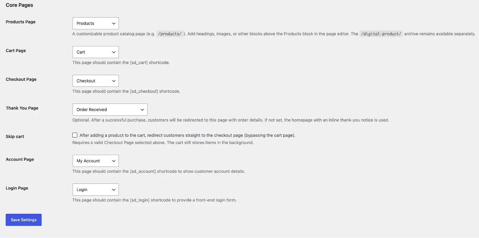 Avenia Digital Products General Settings