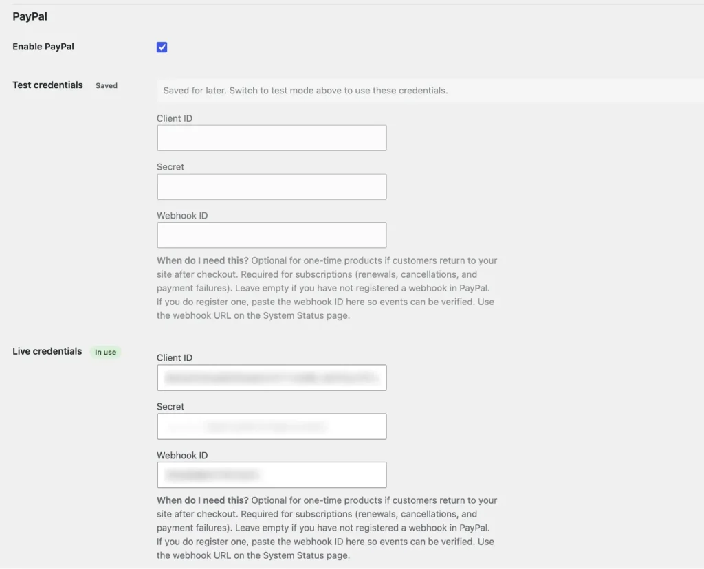 Avenia Digital Products Paypal Settings